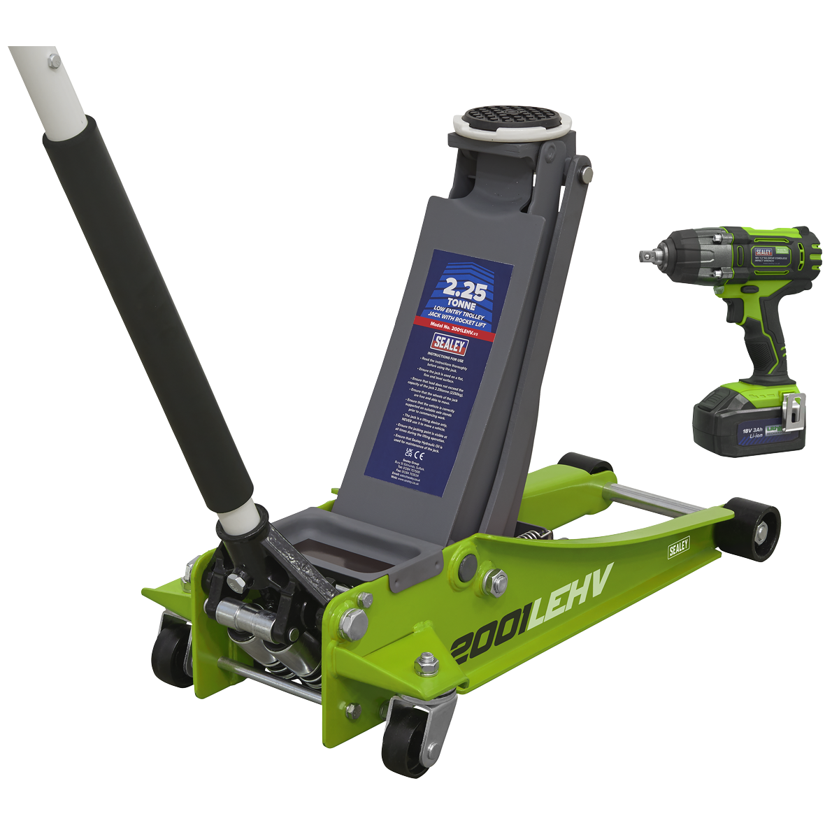 Trolley Jack & Cordless Impact Wrench Combo - Green 2001LEHVCOMBO