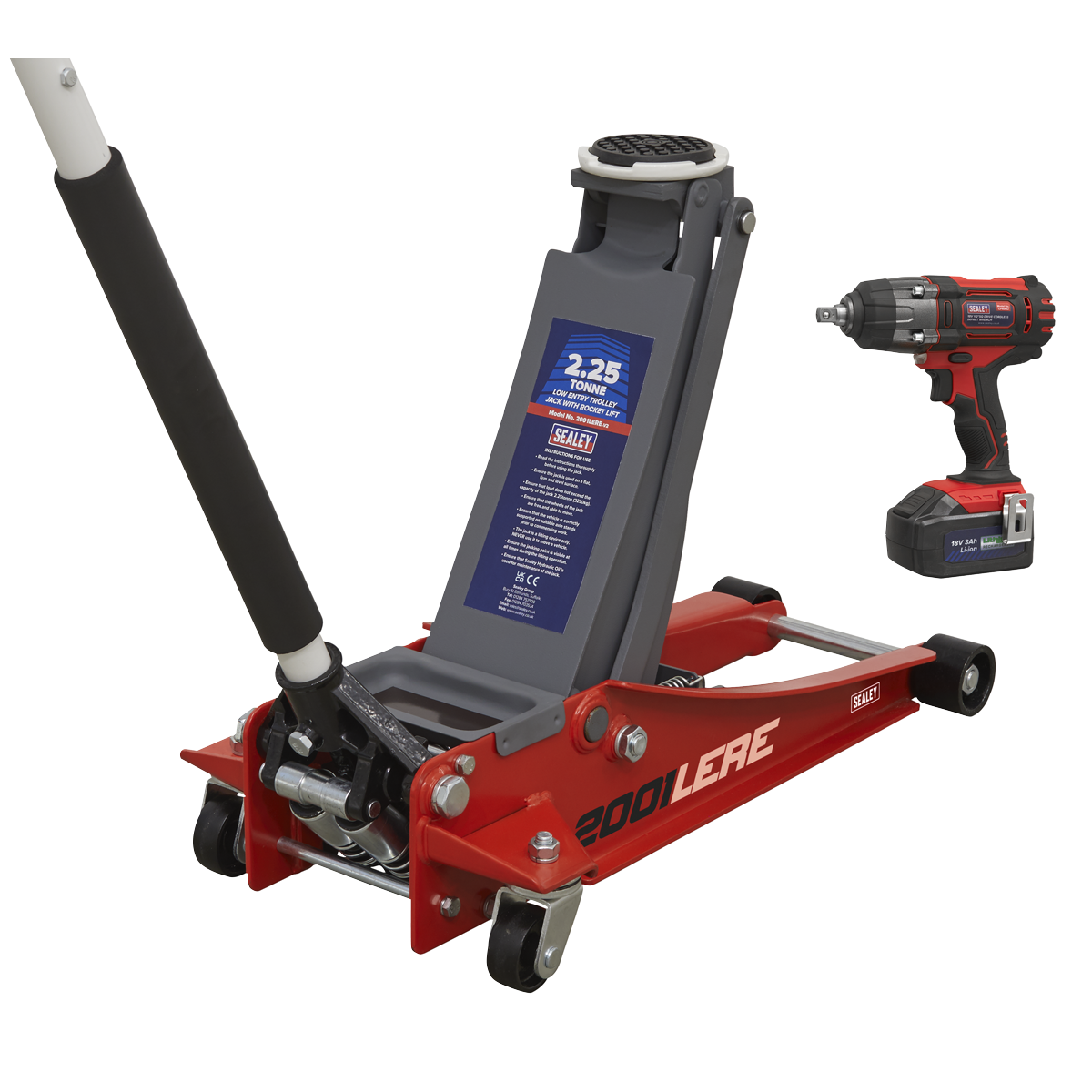 Trolley Jack & Cordless Impact Wrench Combo - Red 2001LERECOMBO