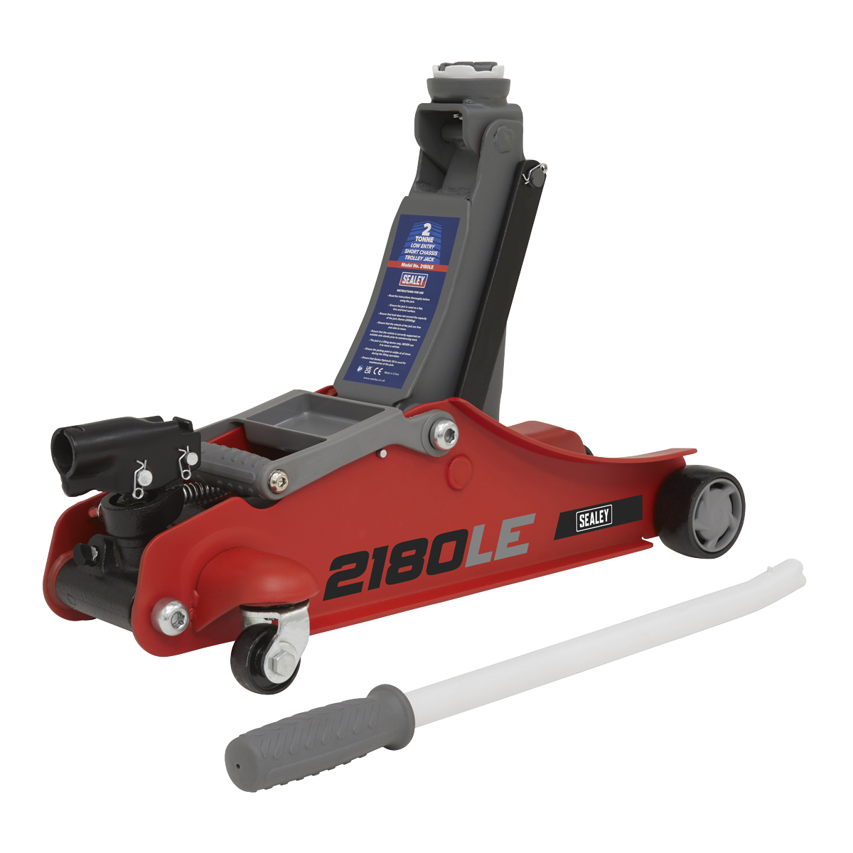 180° Handle Low Profile Short Chassis Trolley Jack 2 Tonne - Red 2180LE