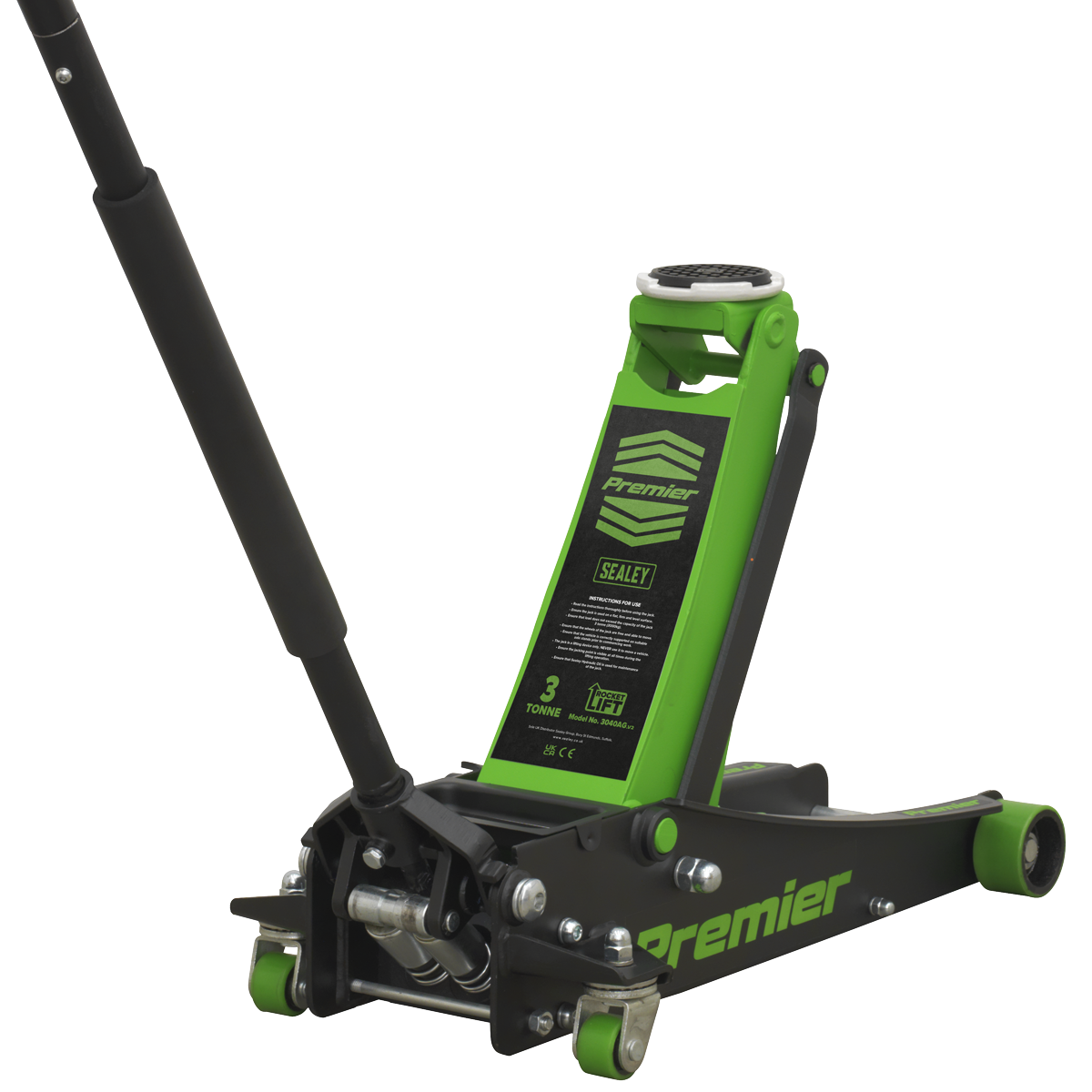 Premier Low Profile Trolley Jack with Rocket Lift 3 Tonne - Green 3040AG