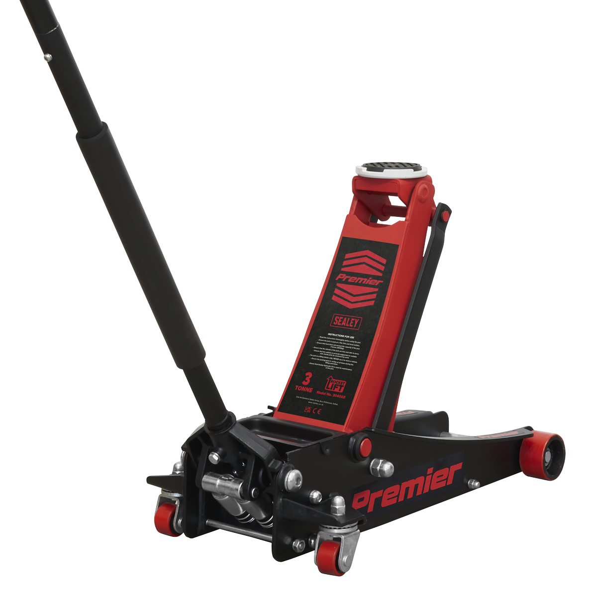 Premier Low Profile Trolley Jack with Rocket Lift 3 Tonne - Red 3040AR