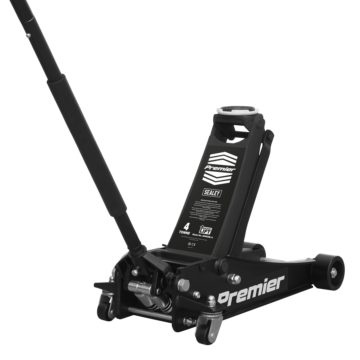 Premier Low Profile Trolley Jack with Rocket Lift 4 Tonne - Black 4040AB