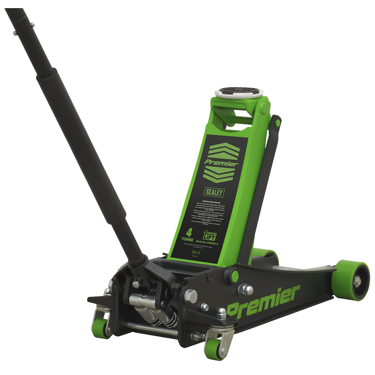 Premier Low Profile Trolley Jack with Rocket Lift 4 Tonne - Green 4040AG