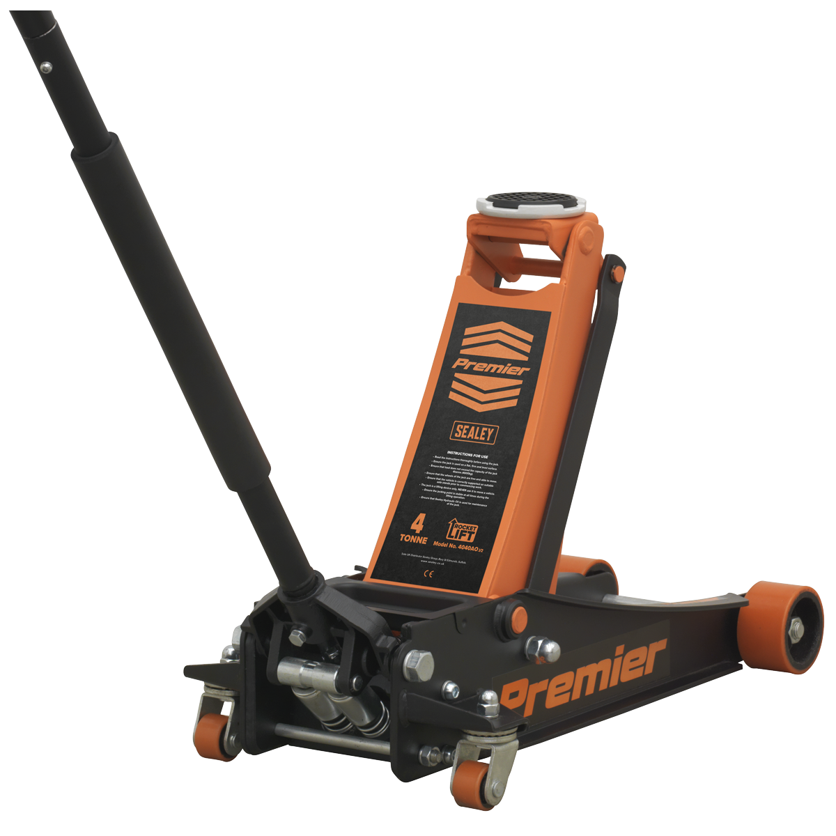 Premier Low Profile Trolley Jack with Rocket Lift 4 Tonne - Orange 4040AO