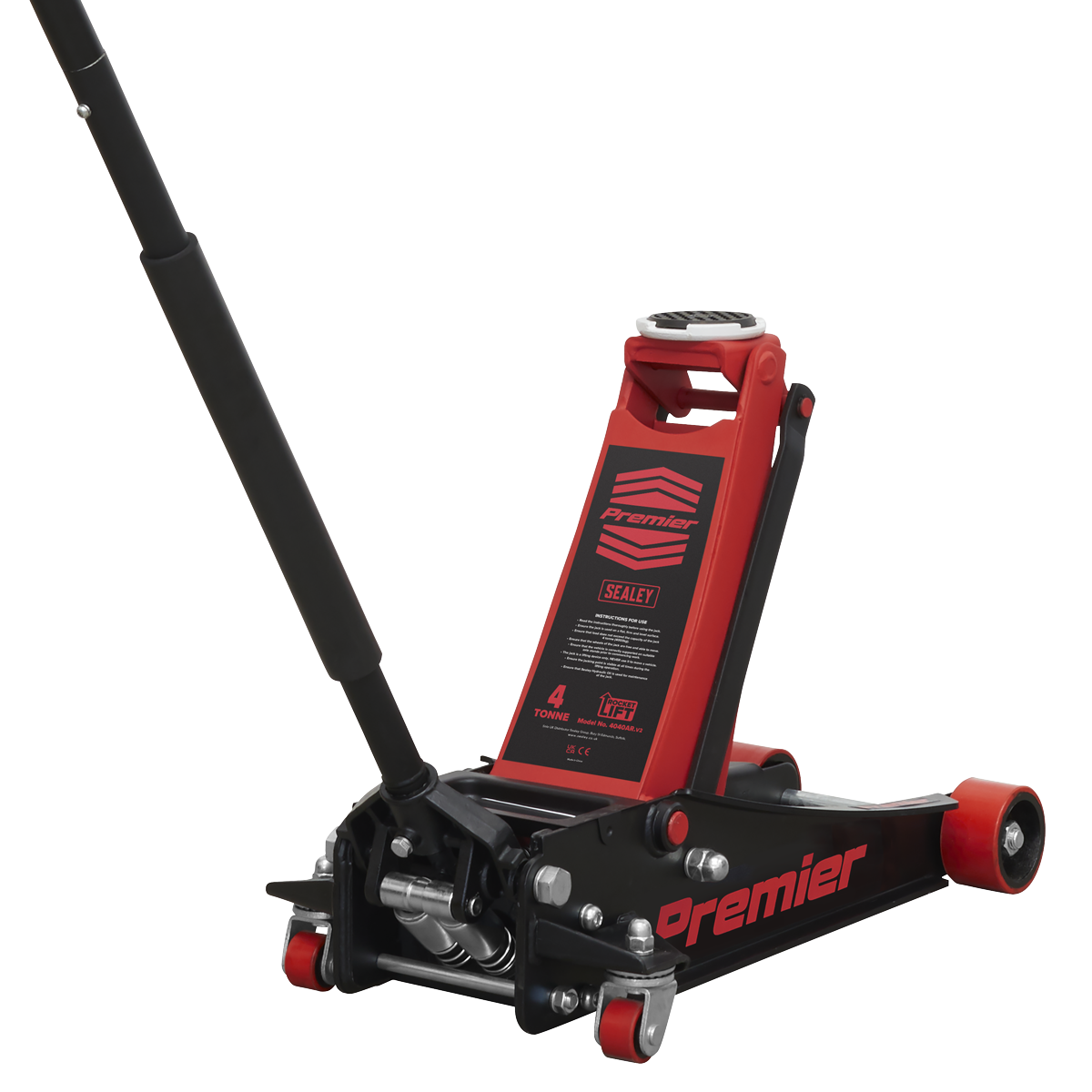 Premier Low Profile Trolley Jack with Rocket Lift 4 Tonne - Red 4040AR