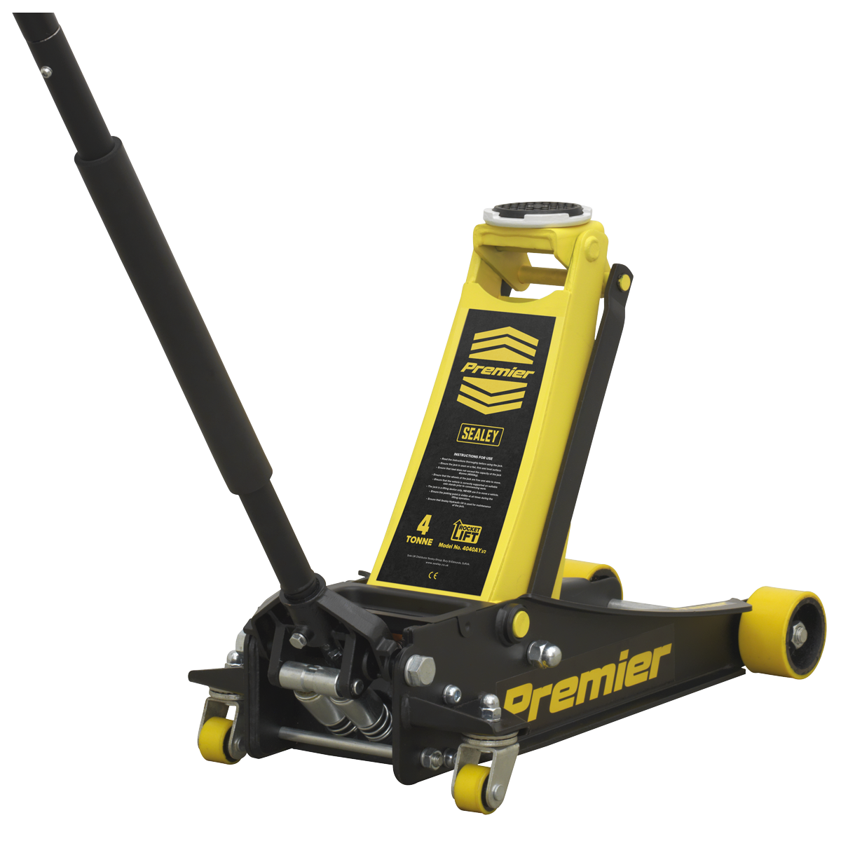 Premier Low Profile Trolley Jack with Rocket Lift 4 Tonne - Yellow 4040AY