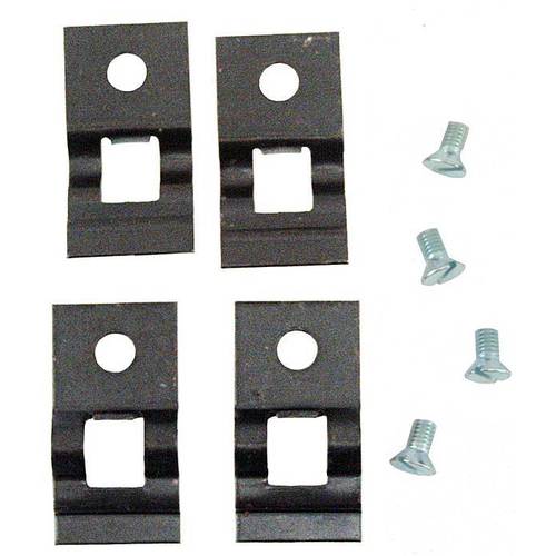 Set of 4 plates that holds the (A-702401-A/-B) door latch rods in place on the door. The latch rods are the rods that run from the inside door opener in the middle of the door over to the door latch.

Fits 1928-31 Coupe, Tudor Sedan, and 1930-31 Closed Cab Pickup truck.