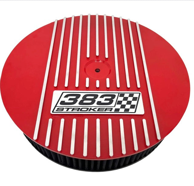 Air Cleaner 13" Round Chevy 383 Stroker Red ** - Belcher Engineering