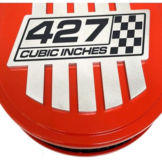 Air Cleaner 15" Oval 427CI Chequered Flag (Chevy Orange) ** - Belcher Engineering