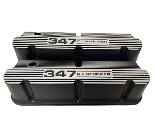 Valve Covers SBF Pentroof Black 347ci Stroker Logo ** - Belcher Engineering