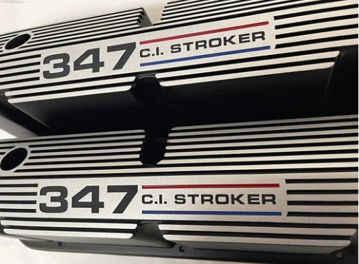 Valve Covers SBF Pentroof Black 347ci Stroker Logo ** - Belcher Engineering