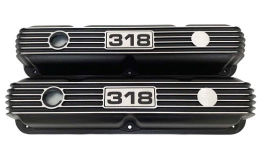 Valve Covers: Mopar Black 318 Finned** - Belcher Engineering