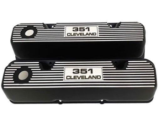 Valve Covers 351 Cleveland Logo Black** - Belcher Engineering