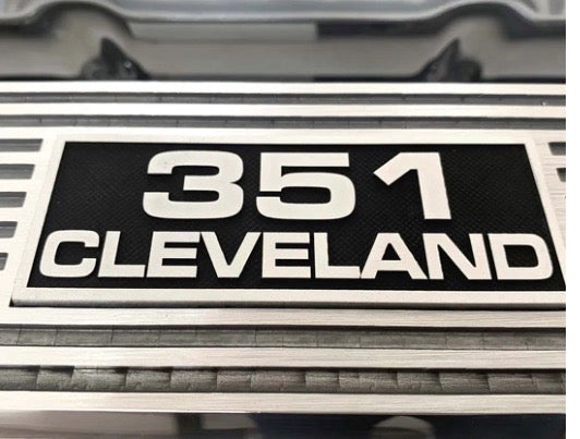 Valve Covers 351 Cleveland Logo Silver Polished** - Belcher Engineering