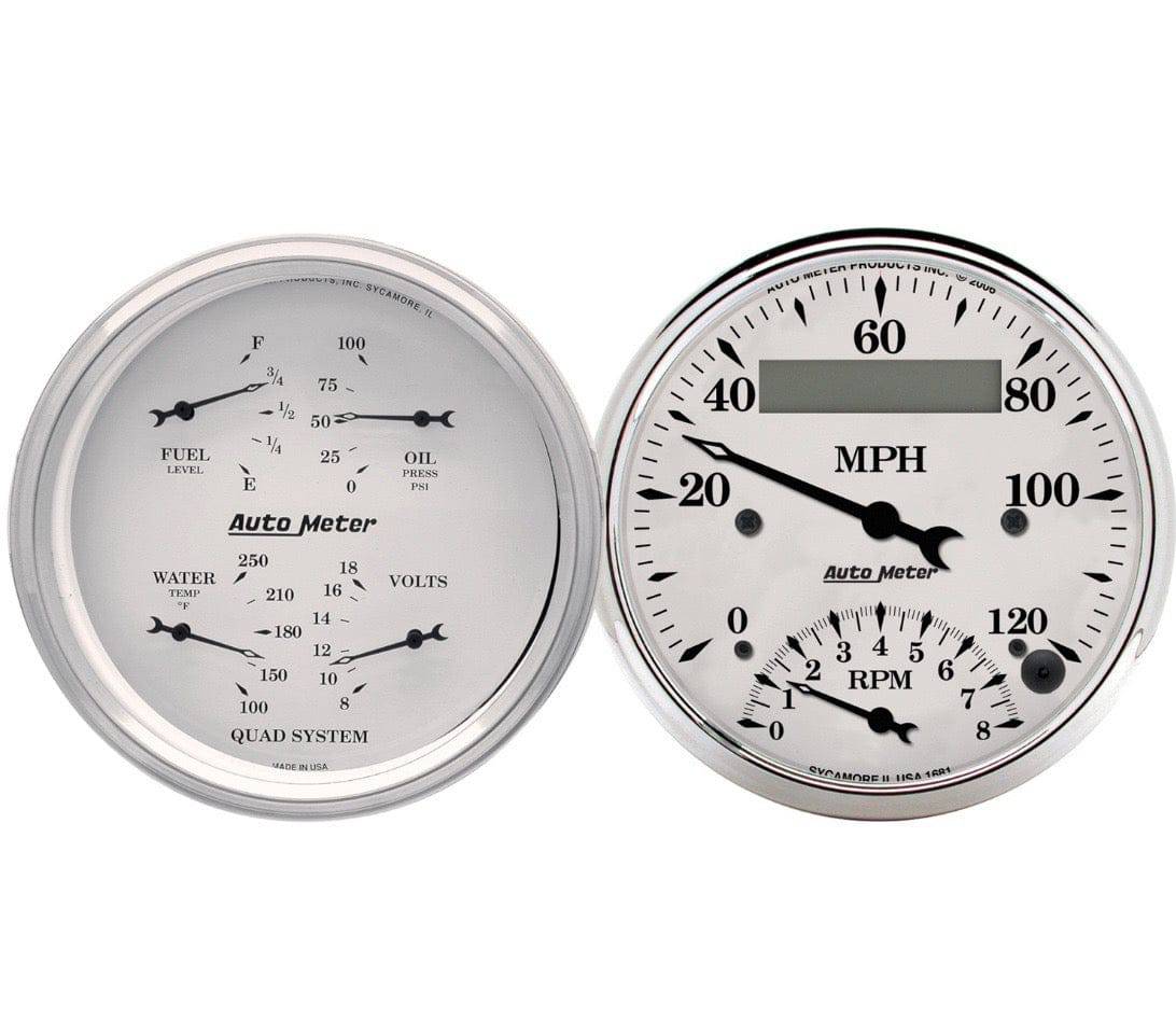 2 Piece Gauge Kit.  Old Tyme White with Tach/Speedo 5"** - Belcher Engineering