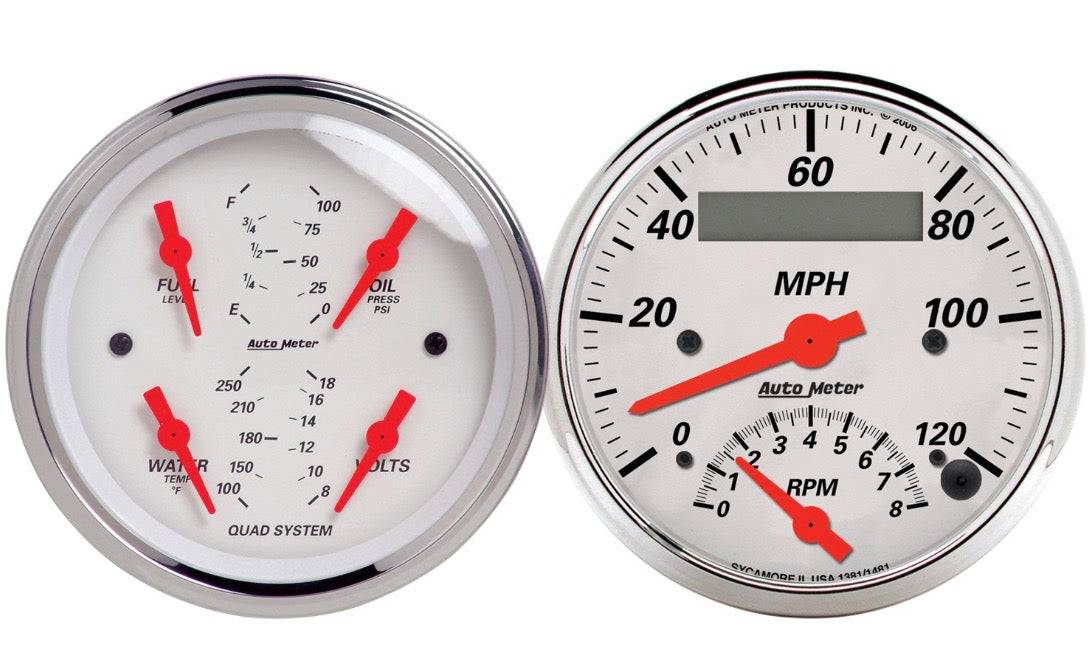 2 Piece Gauge Kit.  Arctic White with Tach/Speedo 5"** - Belcher Engineering