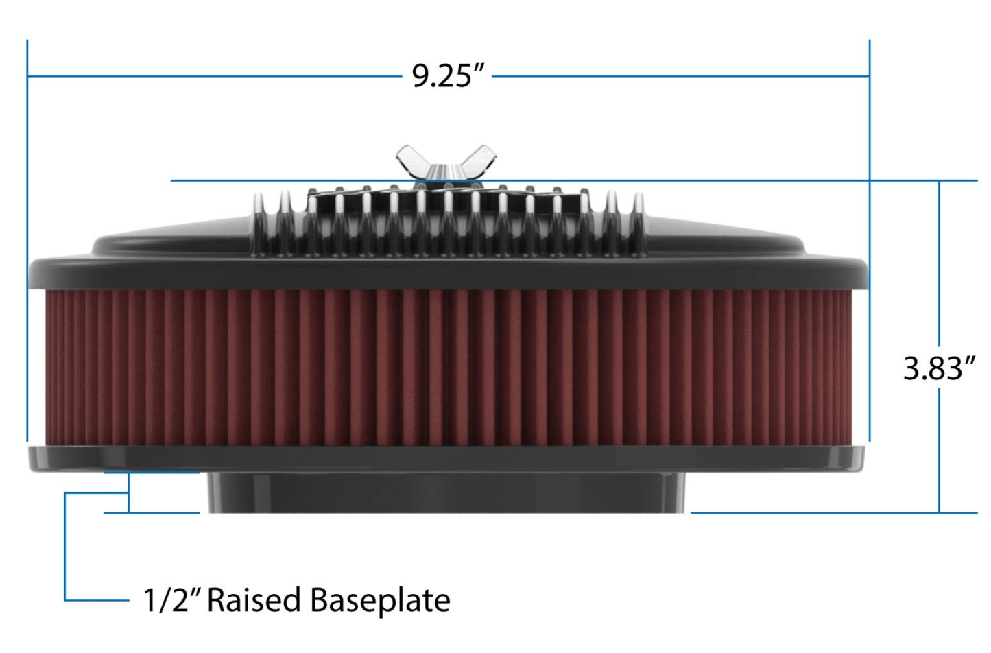 Air Cleaner:  Oval- Satin Black Machined Holley - Belcher Engineering