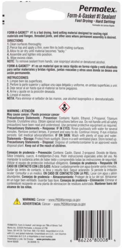 Form A Gasket Sealant (Permatex 80008) - Belcher Engineering