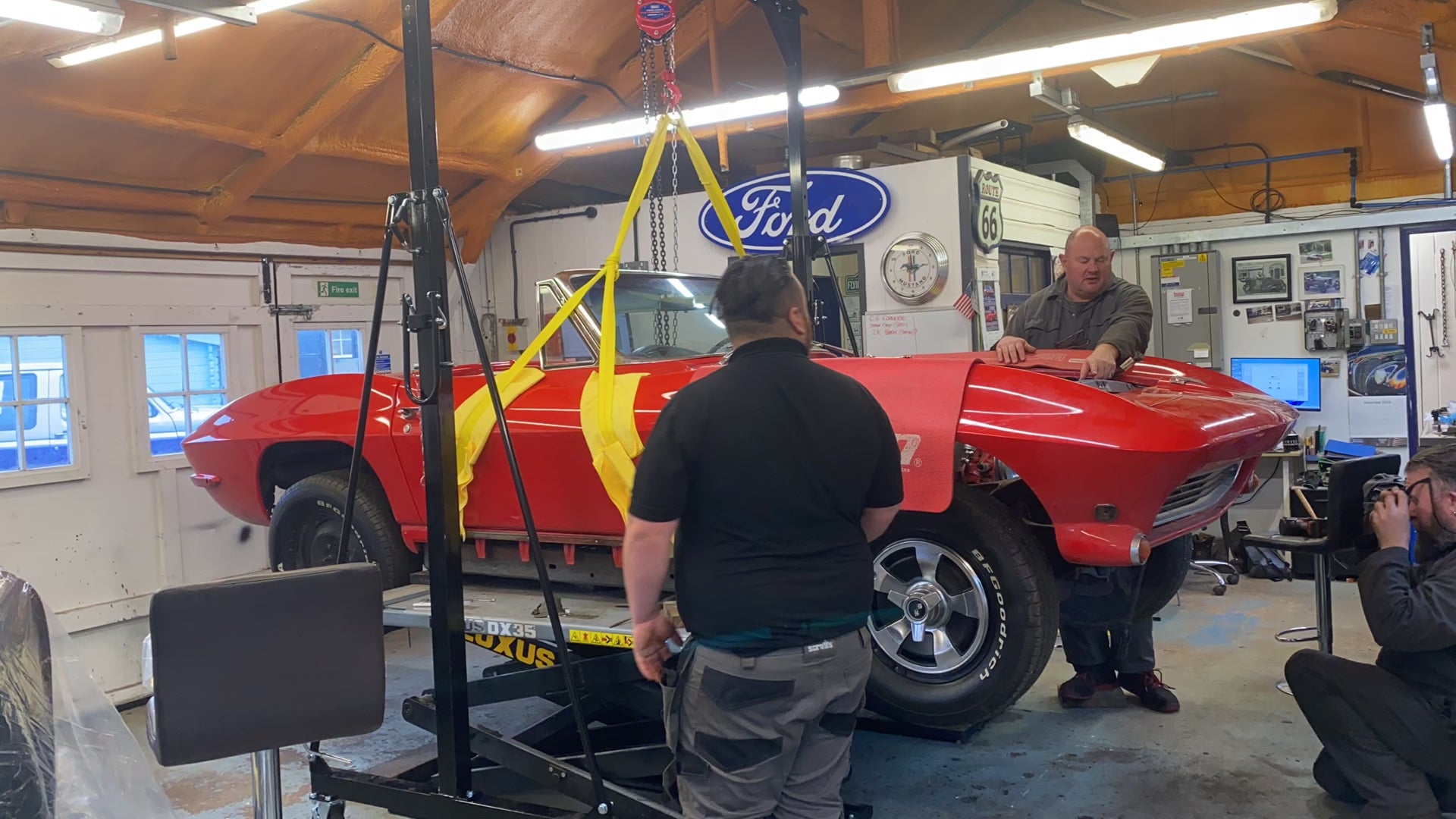 Load video: Video of Corvette C2 Body being removed.