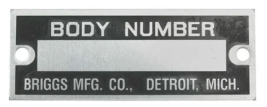 Body Number Plate - Belcher Engineering