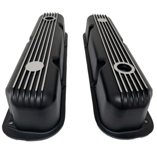 Valve Covers: Mopar Black Finned** - Belcher Engineering