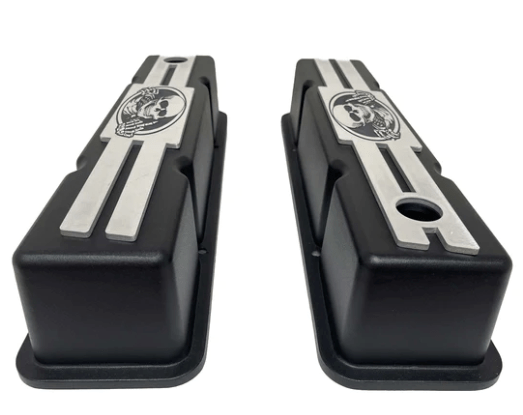 Valve Covers: SBC Black Tall Skeleton** - Belcher Engineering